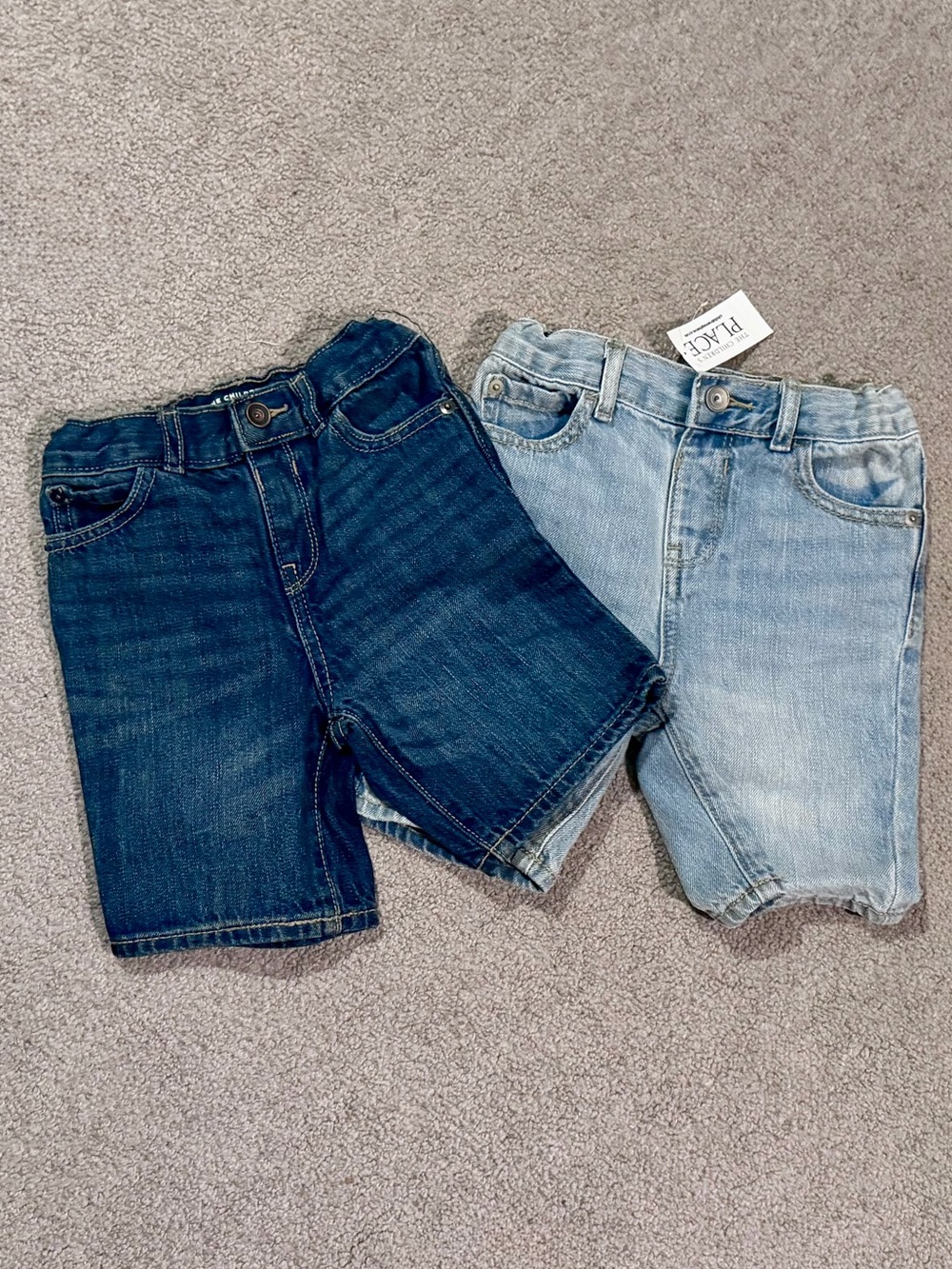 The Children's Place Boys' Denim Shorts Duo - Dark Blue & Light Blue - 3T